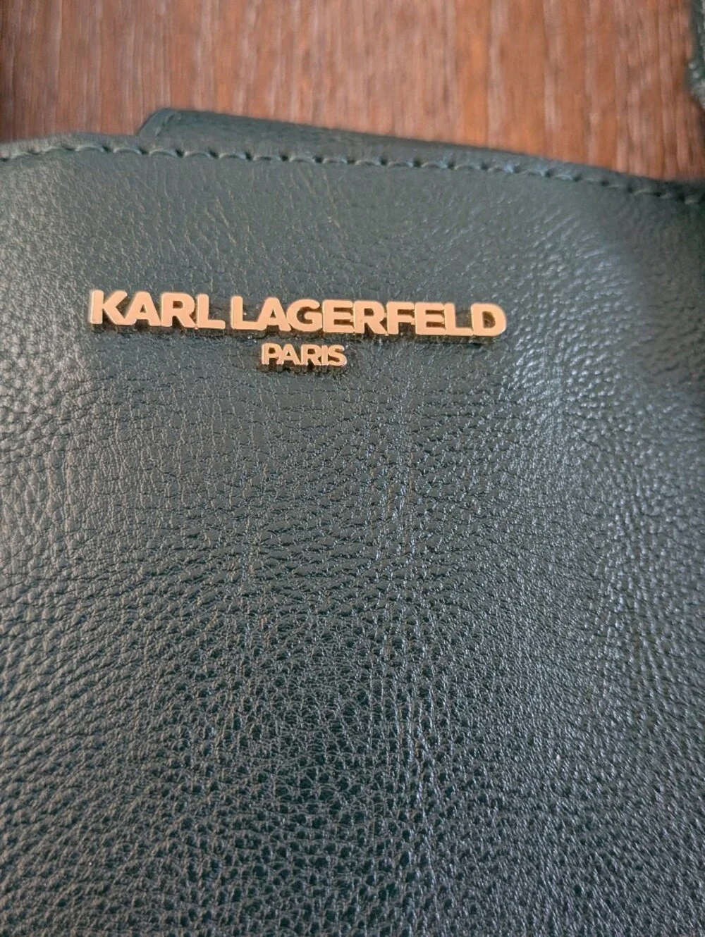 Karl Lagerfeld Green Leather Satchel with Shoulder Strap
